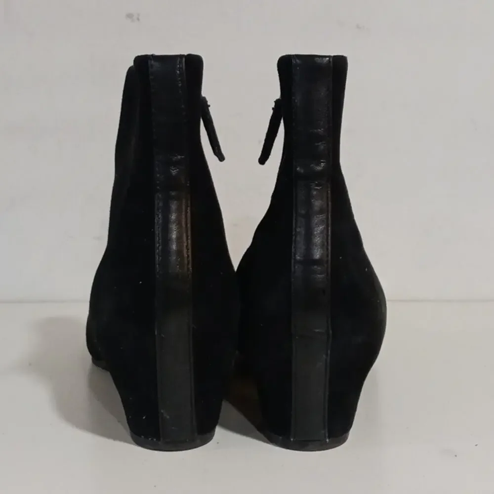 Eileen Fisher Prim Black Tumbled Nubuck Leather Booties Womans 7.5
